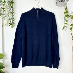 Pendleton Navy Blue Chunky Knit Classic Quarter Zip Pullover Sweater M
